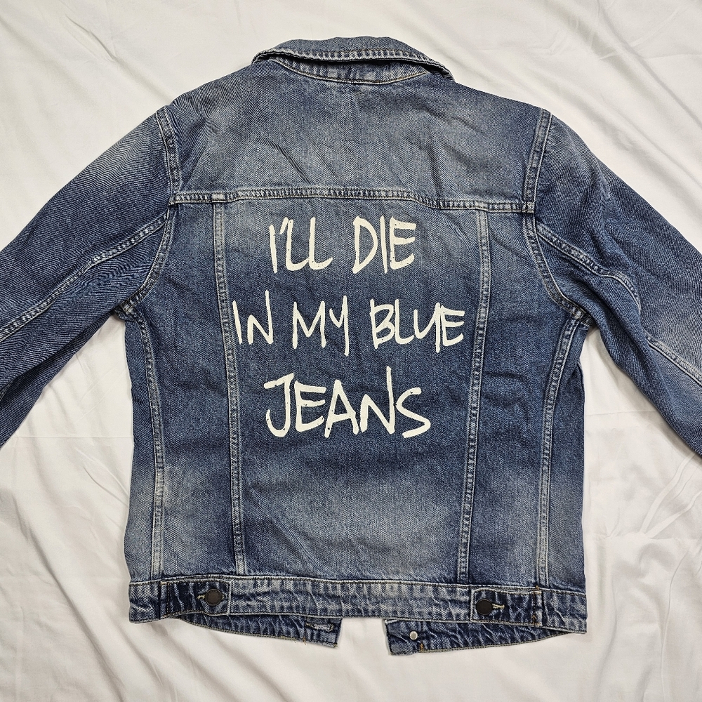 JACK & JONES I'll Die In My Blue Jeans Soft Earl Denim Jacket Mens Medium